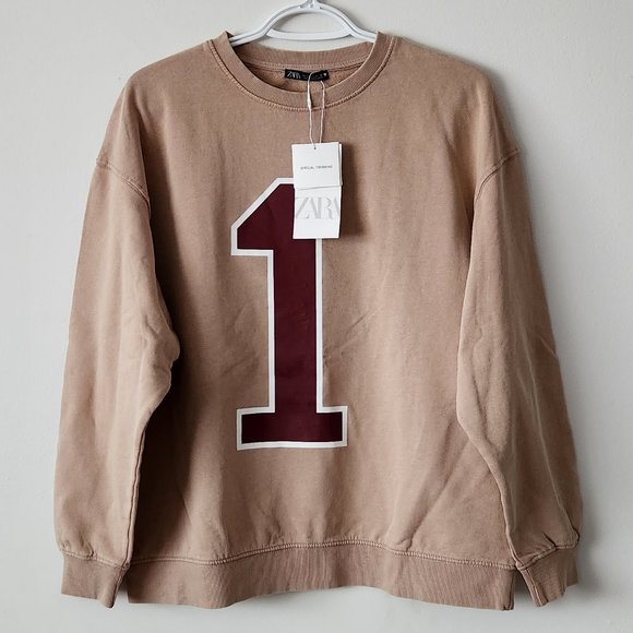 NWT Zara Varsity Washed Effect Sweatshirt & Pants - Picture 3 of 8